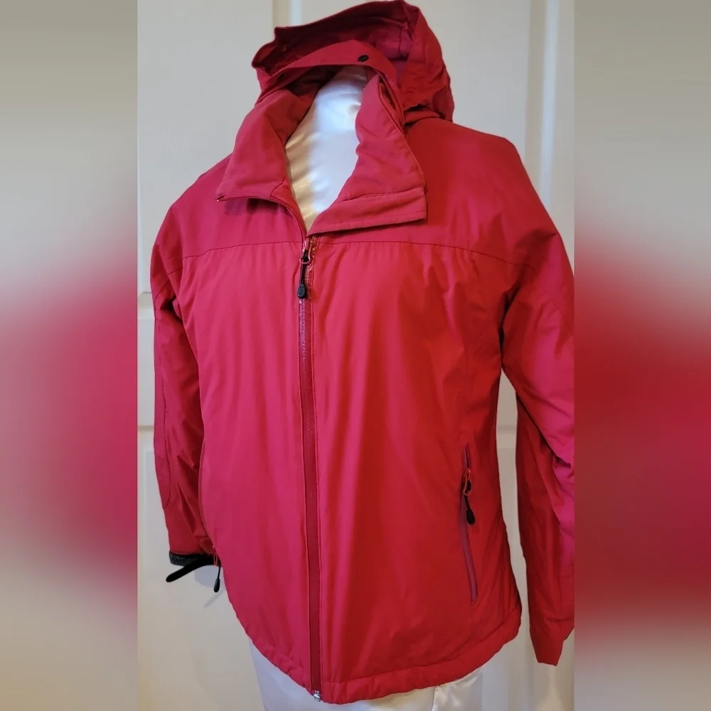 LADIES LANDS'‎ END RED JACKET WITH HOOD (sz small)